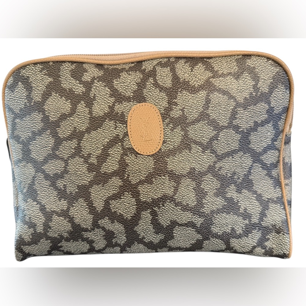 YVES SAINT LAURENT Vintage YSL Logo Cosmetic Bag / Pouch / Clutch